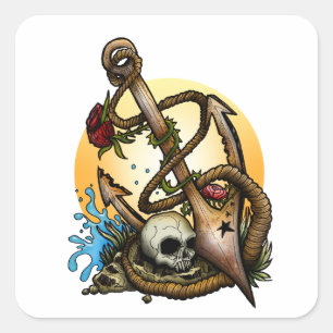 Verankerd Vierkante Sticker