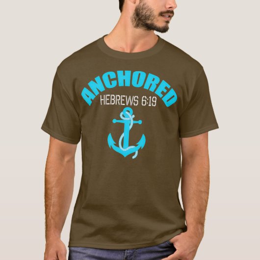 Verankerde Hebreeuwen 619 Blauw Anker met Manuscri T-shirt (Voorkant)