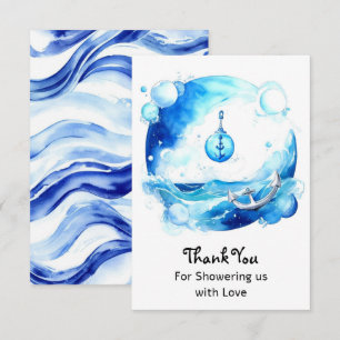 Verankerde liefde nautische jongen Baby shower Bedankkaart