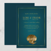 Verankerde Nautical Wedding Seashell | turquoise Kaart (Voorkant / Achterkant)