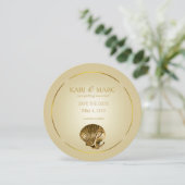Verankerde Schelpen Save the Date | ecru & goud Kaart (Staand voorkant)