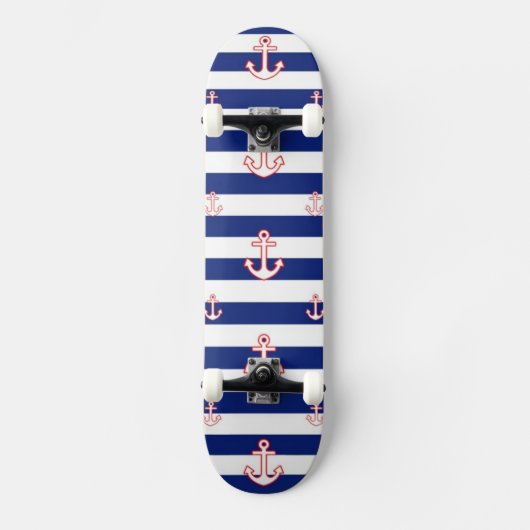 Verankers op het Nautisch Patroon van Stripes Skateboard (Voorkant)