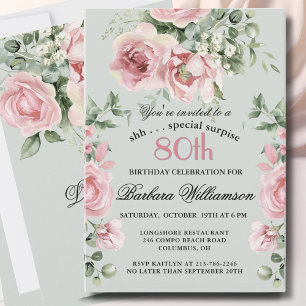 *VERASSING Elegante Geschilderde Rozen 80 Verjaard Kaart