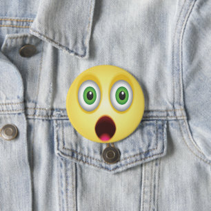 Verbaasd Emoji Gezicht Ronde Button 7,6 Cm