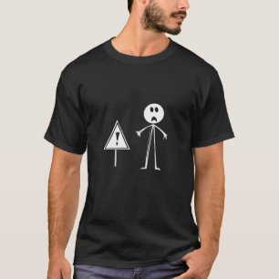 Verbaasd Staaf Figuur Waarschuwing Minimalistische T-shirt
