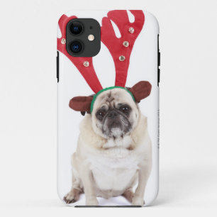 Verbaasd uitziende steker met Reindester Antlers iPhone 11 Hoesje