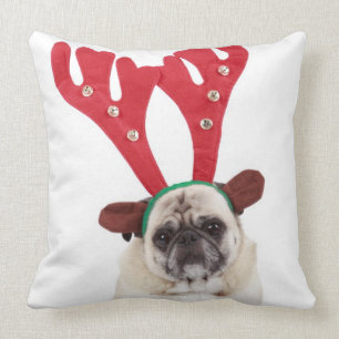 Verbaasd uitziende steker met Reindester Antlers Kussen