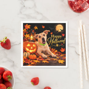 Verbaasde Hond Gelukkig Halloween Zwarte Feestserv Servet