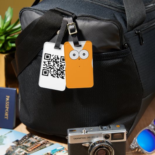Verbaasde kat bagagelabel QR-code (Voorkant /achterkant)