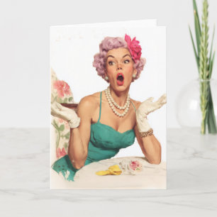 Verbaasde Retro Glamour Dame Kaart