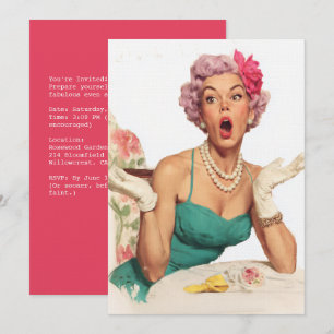 Verbaasde Retro Glamour Dame Kaart