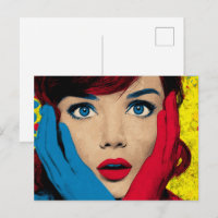 Verbaasde vrouw in popart