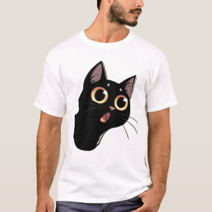 Verbaasde Zwarte Kat T-shirt