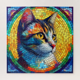 Verbazingwekkend Glas in lood Mozaïek Kattenportre Legpuzzel