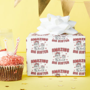 Verbazingwekkend groot zusje - Kettige katten rode Cadeaupapier