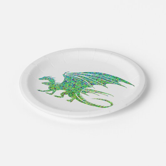 Verbazingwekkend Mozaïek Groene Draak Papieren Bordje (Gekanteld)