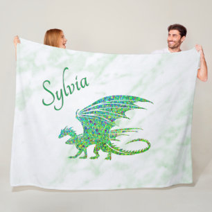 Verbazingwekkend mozaïek groene draak persoonlijk fleece deken