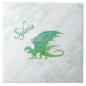 Verbazingwekkend mozaïek groene draak persoonlijk tegeltje (Voorkant)