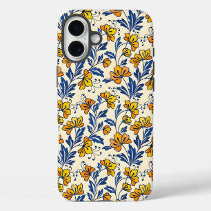 Verbazingwekkend Naadloos Bloem- en Bladpatroon iPhone 16 Plus Hoesje