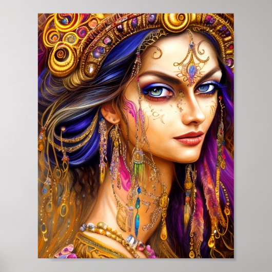 Verbazingwekkend realistische zigeunerdame Triptyc Poster (Voorkant)