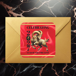 Verbazingwekkend Rood Goud Chinees Jaar van de Vuu Vierkante Sticker