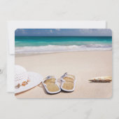 Verbazingwekkend strand bruiloft, zeesleepjes besp save the date (Achterkant)