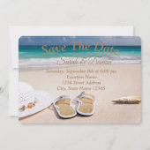 Verbazingwekkend strand bruiloft, zeesleepjes besp save the date (Voorkant)