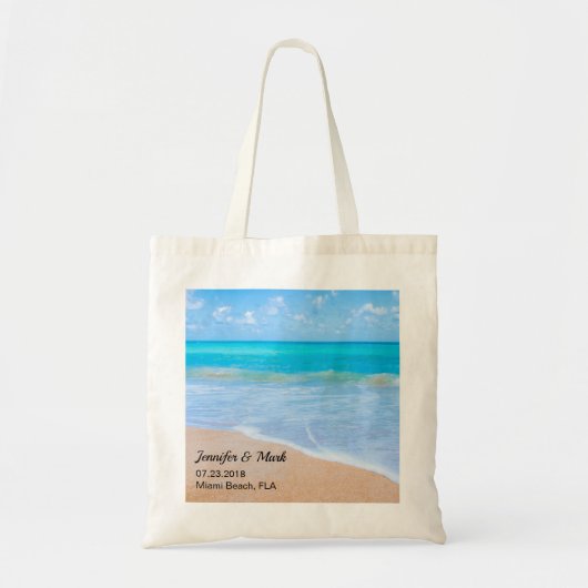 Verbazingwekkend strand tropische scène bruiloft tote bag (Voorkant)