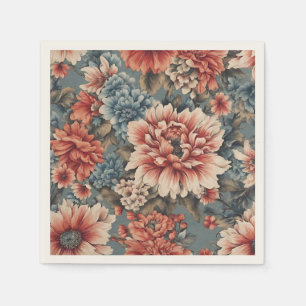 Verbazingwekkend weelderige rood blauw bloemen servet
