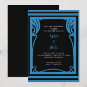 Verbazingwekkend zwart en blauw decohuwelijk kaart (Voorkant / Achterkant)