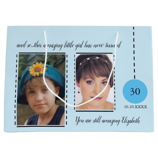 Verbazingwekkende 30e geboortedag datum blauw zwar groot cadeauzakje (Voorkant)