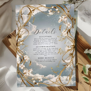 Verbazingwekkende Art Nouveau Goud en bloemen brui Informatiekaartje