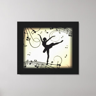 Verbazingwekkende Ballerina Danst op Muziek Geel Canvas Afdruk