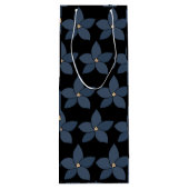 Verbazingwekkende blauwe bloemen op zwarte wijncad wijn cadeautas (Achterkant)