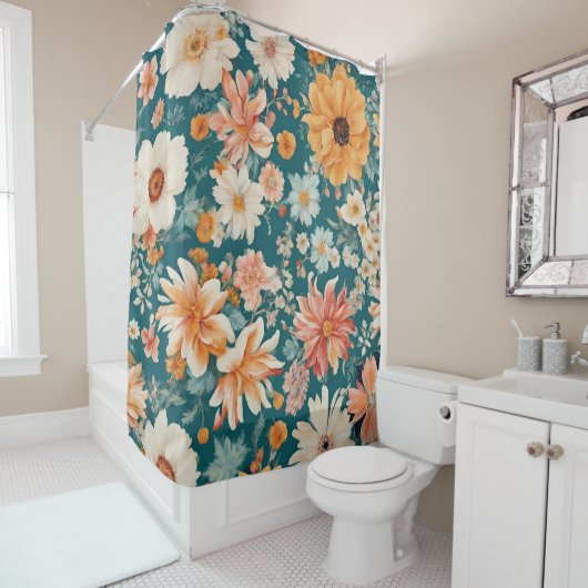 Verbazingwekkende delicate bloemen douchegordijn (In situ)