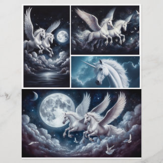Verbazingwekkende Eenhoorns en Pegasus tegen Nacht