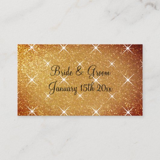Verbazingwekkende gouden glitter glam bruiloft beh informatiekaartje (Voorkant)