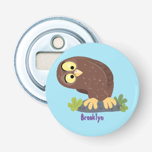 Verbazingwekkende, grappige, bruine cartoon afbeel button flesopener
