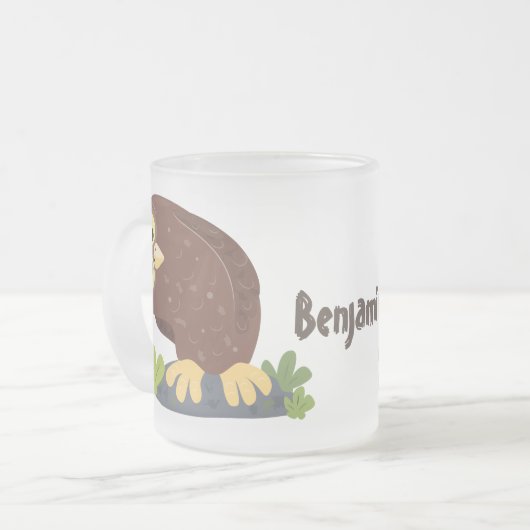 Verbazingwekkende, grappige, bruine cartoon afbeel matglas koffiemok (Voorkant links)