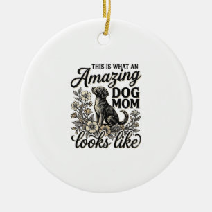 Verbazingwekkende Hond Moeder Vintage Bloemige Hon Keramisch Ornament
