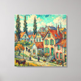 Verbazingwekkende huizen in Auvers - Vincent van G Canvas Afdruk