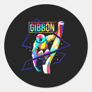 Verbazingwekkende Hylobates Lar Lesser Ape Gibbon Ronde Sticker