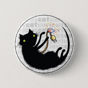 Verbazingwekkende kat met draad ronde button 5,7 cm