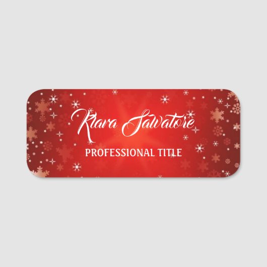 Verbazingwekkende kerstrode snowflake naamplaatje (Voorkant)