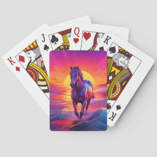 Verbazingwekkende Kunst van Paard bij Zonsondergan Pokerkaarten