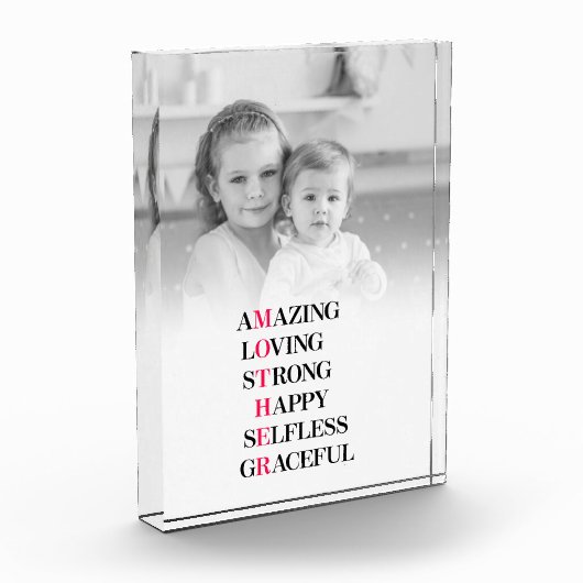 Verbazingwekkende moeder acroniem aangepaste foto (Links)