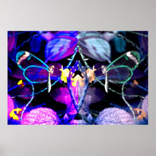 Verbazingwekkende neonblauw en Lila botervliegen Poster