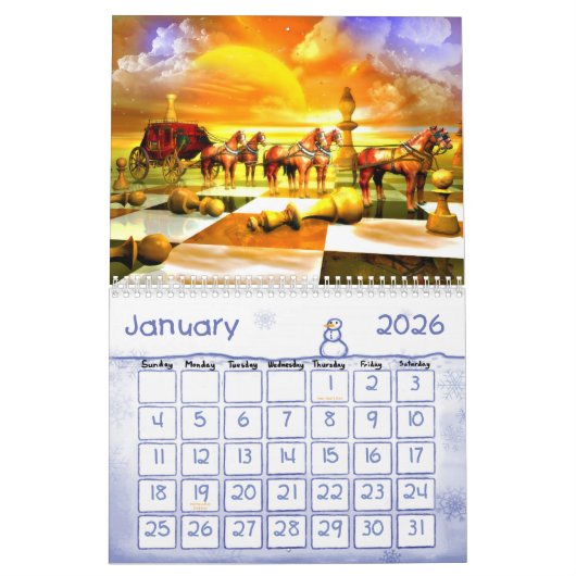 Verbazingwekkende schaakkalender kalender (Jan 2026)