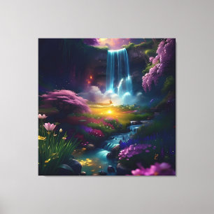 Verbazingwekkende Splendor Waterfall Landschap 3 Canvas Afdruk