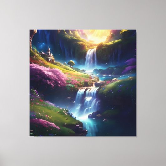 Verbazingwekkende Splendor Waterfall Landschap 5 Canvas Afdruk (Voorkant)